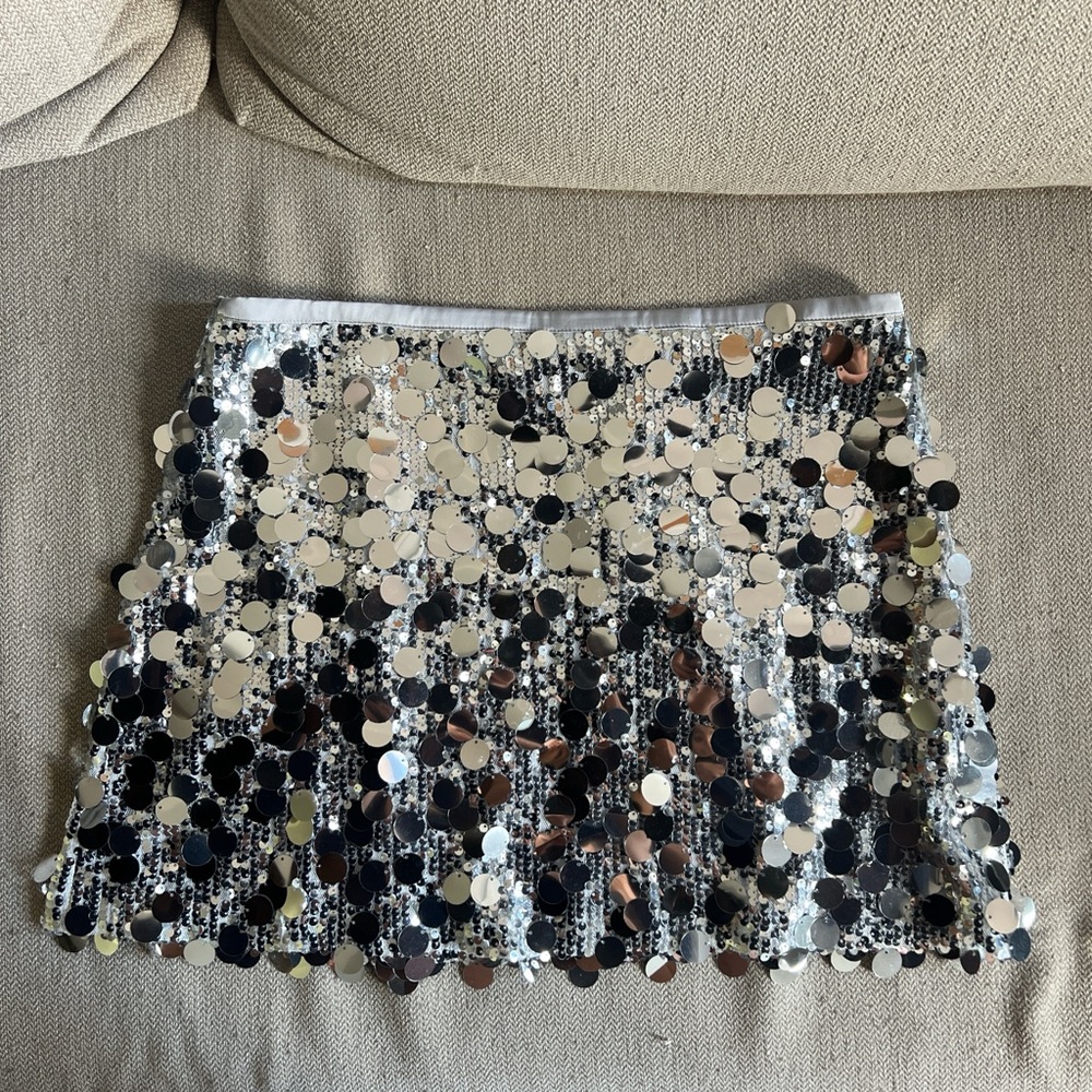 Zara Silver Sequin Mini Skirt
